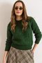 Women's Emerald Green Lace-Like Knit Soft Textured Knitwear Sweater Kzk-19001053