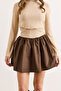 Women's Stone Stud Detailed Zippered Back Paneled Mini Dress Elb-19002573 - 4