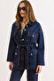 Women's Navy Blue Belted 4-Pocket Denim Jacket Ckt-19000503