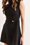 Women's Black Accessory Detailed Mini Flared Dress Elb-19002572 - 6