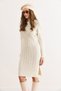 Women's Ecru Waistband Slit Hair Braid Mini Dress Elb-19002289 - 5