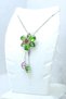 Silver Color Chain Special Day Green Stone Flower Model 316L Steel Necklace (45 cm) - 3