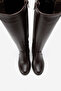 Lensa Brown Skin Genuine Leather Zippered Women's Thick Heeled Boots - 2