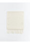 Beige Plain Tasseled Women's Scarf - 3