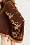 Women's Bitter Brown Spanish Sleeve Patterned Knitwear Sweater Kzk-19000827 - 4