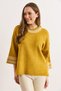Women's Mustard Cuff Sleeve Detailed Three Quarter Knit Sweater Kzk-19000975 - 5