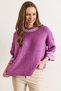 Women's Dusty Rose Cuff Sleeve Detailed Three-Quarter Knit Sweater Kzk-19000975 - 4