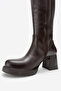 Lensa Brown Skin Genuine Leather Zippered Women's Thick Heeled Boots - 4