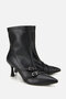 312407 Women's Black Stretch Thin Heeled Buckle Boots - 2