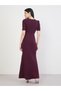 Women Burgundy Sheath Maxi Dress with Bow Detail - 5