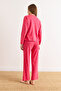 Women's Fuchsia Heart 100% Cotton Long Sleeve Pajama Set PJM-00000024 - 6