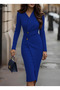 New Season Feminine Double-Breasted Collar Side Buttoned Stylish Midi Women's Dress