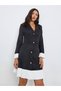 Women Black Pleated Hem Blazer Knee-Length Dress - 3