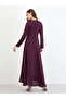 Burgundy Long Sleeve A-Line Maxi Dress - 5
