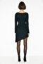 Oscura women's round neck low-cut lace-up front black dress - 6