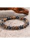 Lava Stone Men's Natural Stone Bracelet - 8 Mm, with Coconut Detail, Elastic - 5