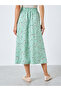 Floral Printed Drawstring Elastic Waist Skirt - 4