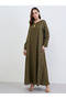 Green A-Line Jalabiya with Gold Lattice Print - 3