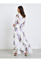 Women Floral Print Chiffon Pleated Maxi Dress - 5