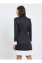 Women Black Pleated Hem Blazer Knee-Length Dress - 5