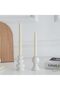 Gratify Matte Boho Taper Ceramic Candle Holders Set of 2 (White)