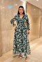 Chiffon Fabric Elastic Waist Dress - Green - 2