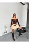 Ottoman Fabric Madonna Collar Double Zipper Crop Blouse - 4