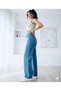 Dami Stretch Fabric Casual Women's Medium Blue Super High Waist Loose Leg Denim Jeans - 2
