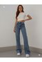 Zayn Stretch Fabric Casual Women's Medium Blue Super High Waist Loose Leg Denim Jeans