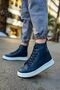 Yg055 between Men's Sports Casual Lace-Up Leather Boots Cbt - Navy Blue