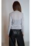 Women's Gray Mock Neck Transparent Knitted Blouse Yy101304 - 6