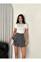 Women's Shorts/Skirt with Pleated Zipper Closure Trendy Model - 6