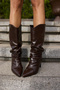 Seli̇ana Women's Brown Leather Pointed Toe 7 cm Heel Boots - 7