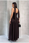 Women's Scarf-Accessoried Strapless Neckline Slit Sandy Dress - 8