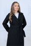 Long Belted 4 Button Women's Trench Coat |   Waterproof Tok Fabric – Black / Beige - 4