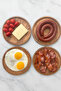 Round Wooden Presentation Plates Set of 4 |   Rustic Serving and Breakfast Plate 28X28