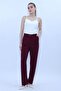 Belted Pipe Leg Trousers - Plum - 5005100