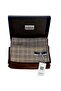 Lilac Beige Brown Plaid Checkered Gift Pu Leather Boxed Double-Sided Wool Scarf Boxed Shawl Ribbed Knit - 5