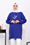 Cobalt Blue Stone Printed Modal Tunic - 3