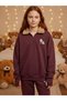 Girl's Collar Furry Zippered Finger-Insert Detail Design Sweatshirt - 6