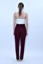 Belted Pipe Leg Trousers - Plum - 5005100 - 5