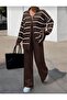 Women's Set Striped Cardigan and Pants Set
