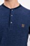 Men's Navy Blue Special Design Long Sleeve Jacquard Cotton Pajama Set - 8