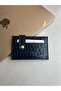 Women's Card Holder Shiny Crocodile Patterned Leather Wallet with Metal Snap Closure