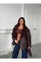 Women's Plush Lining Inside Brown Oversize Jacket - 3