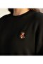 Black Knitwear Teddy Bear Embroidered Oversized Sweater - 4