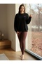 Black Knitwear Teddy Bear Embroidered Oversized Sweater - 2