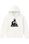 Boxing Design Printed Oversize White Hooded Sweatshirt