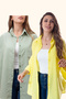 Women's Oversized Cotton Linen Yellow - Mint Green Shirt
