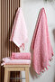 4-Piece Turkish Bath Set 100% Cotton (2 Pieces 70X140 Size, 2 Pieces 50X90 Hand, Face, Hair Towels) with Tie, 1250Gr - 2